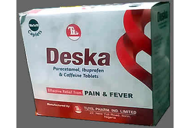 Deska Paracetamol, Ibuprofen & Caffeine Tablets (One Box of 10 Packets)