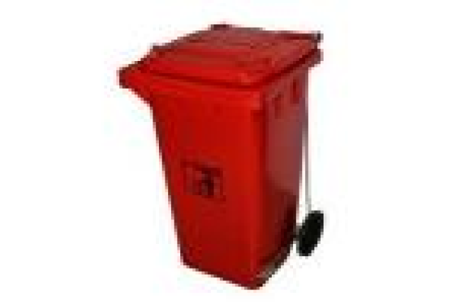 PLASTIC PEDAL WASTE CAN RED 120L