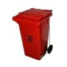 PLASTIC PEDAL WASTE CAN RED 240L