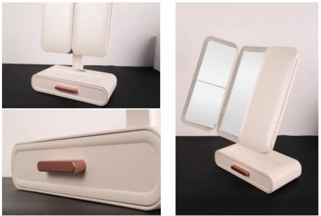 Oval-Bottomed Double-Sided Door with Lighted Shell Mirror