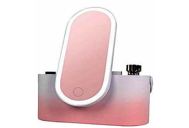 Handheld Makeup Mirror with Rechargeable Battery (Tri-Color Light)