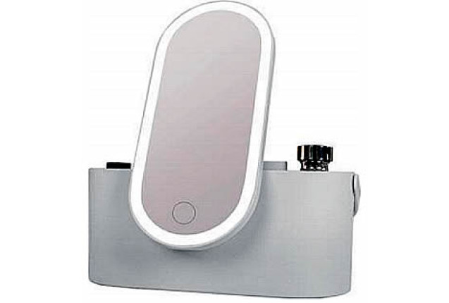 Handheld Makeup Mirror  with Dry Battery (Tri-Color Light)