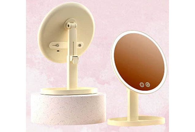 Adjustable-Height Desk with Detachable Hand  Mirror