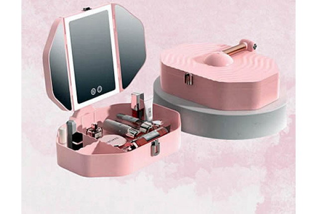 Foldable Portable Storage Box Double-Sided Mirror with Light (Model WSG018)