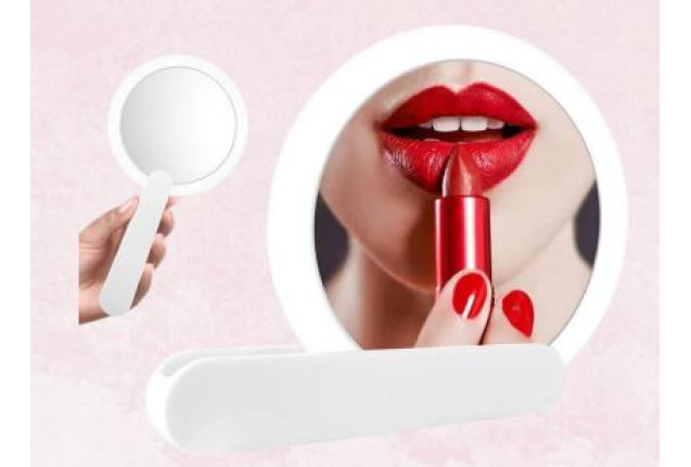 Compact Handheld Magnetic Mirror (Type C charge/button cell battery)