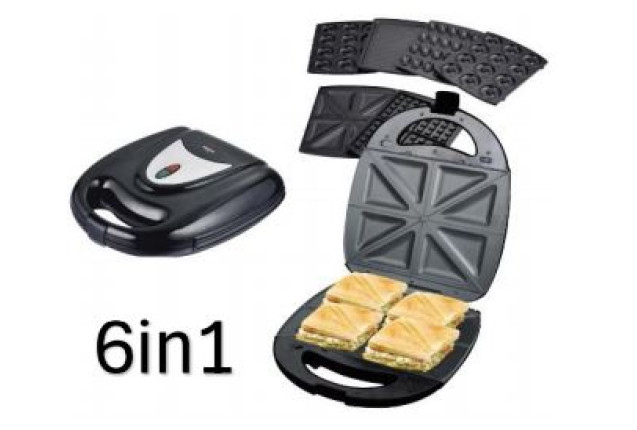 6-in-1 Multi Snacks Maker (Model ME-SNM617 Black) | 6 Plates Detachable x 2