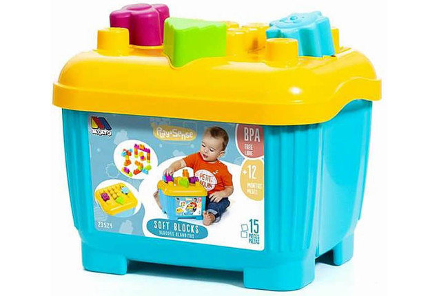 Bucket of Soft Blocks and Puzzles (15 Pcs)