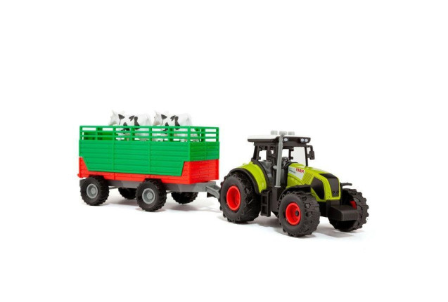TRACTOR WITH LIGHTS AND SOUND, TRAILER AND ANIMAL x 12