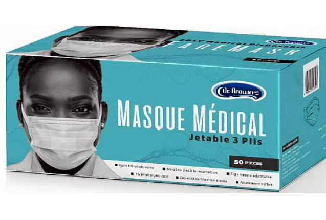 Dr. Brown's Surgical Disposable Facemask (Colour White/Blue/Green) x 20