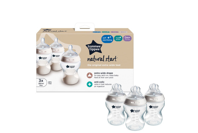 TT 260ML BABY BOTTLE 3PK 0M+ x 3