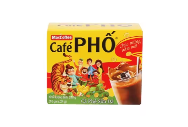 MacCoffee Café Phố Instant Coffee With Ice Milk Coffee “New Year” 240g x 60