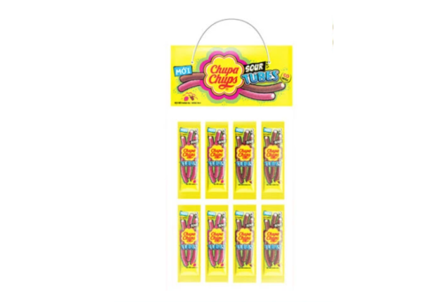 Chupa Chups Sour Long Tube Mix Cola and Strawberry Flavor 24g x 24
