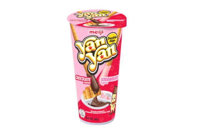 Meiji Yan Yan Double Chocolate and Strawberry Biscuits Snack 44g x 80