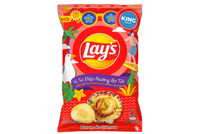 Lay's Grilled Scallop With Butter & Garlic Flavor Snack 50g x 100