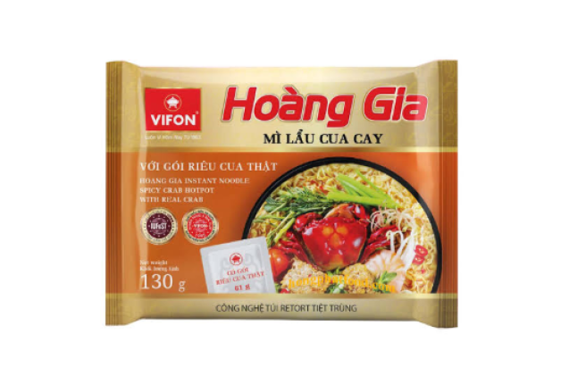 Vifon Hoang Gia Instant Noodle Spice Crab Hot Pot With Real Crab 130g x 18