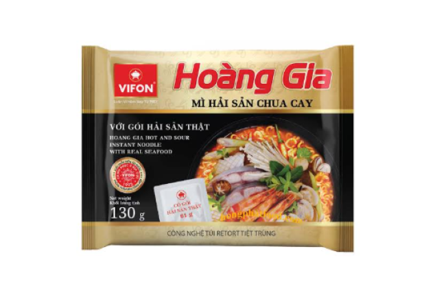 Vifon Hoang Gia Hot And Sour Instant Noodle With Real Seafood 130g x 18