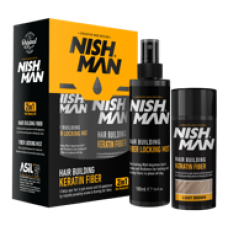 NISHMAN HAIR BUILDING KERATIN FIBER & LOCKING MIST SPRAY SET // MEDIUM 