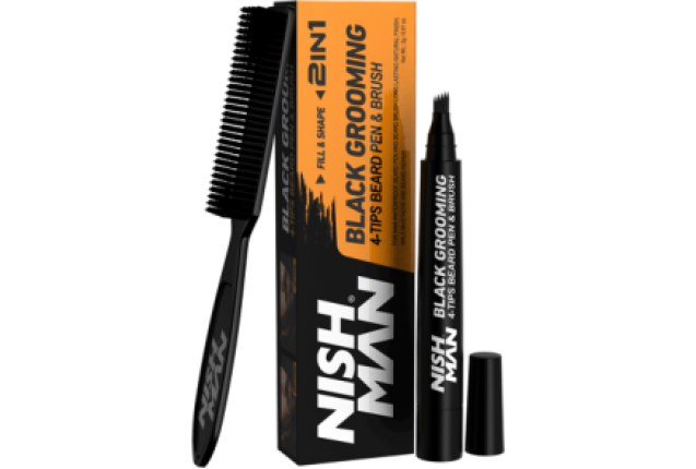 NISHMAN BEARD PEN & BEARD BRUSH BLACK  (2 Gr) x 24