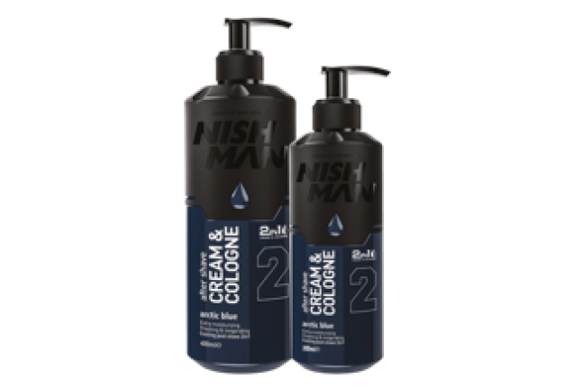 NISHMAN AFTER SHAVE CREAM + COLOGNE 2in1   (ARCTIC BLUE) (400 ML) x 24