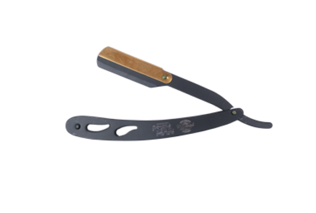 NISHMAN STAINLESS STEAL STRAIGHT RAZOR (black coated finish & golden clip ) x 100