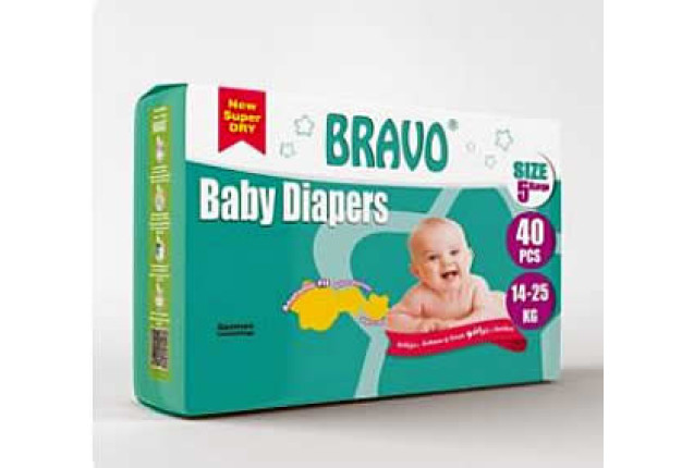 BRAVO™ Baby Diapers - New Born Size 1 (40 pcs) x 5