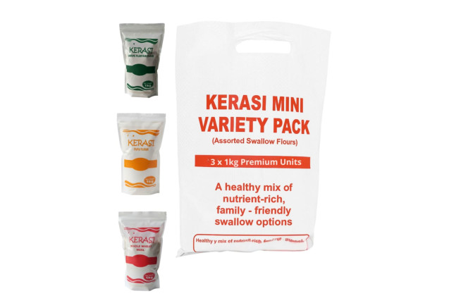 Kerasi Mini Variety Pack – Assorted Swallow Flours (3 x 1kg) x 3