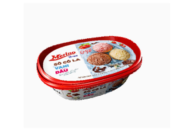 Merino 3 in 1 Chocolate Vanilla Strawberry Ice Cream (900ml) x 6