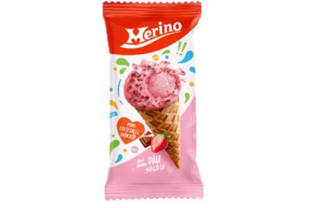 Merino Super Teen Ice Cream Cone Strawberry Chocolate (60g) x 25
