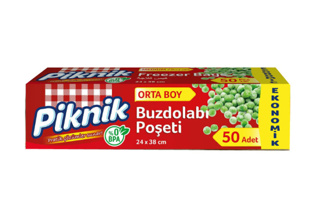 Freezer Bags Medium Sıze (24 x 38 cm) - Mega Pack of 50 pcs x 12