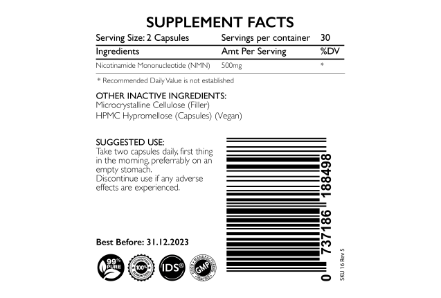 NMN 500mg (Nicotinamide Mononucleotide)