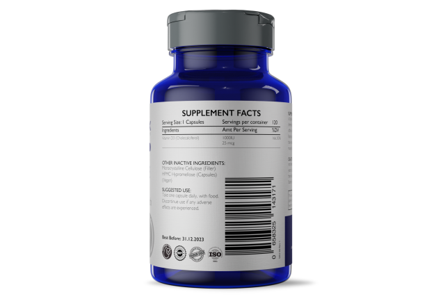 Vitamin D3 25mcg (120 capsules)
