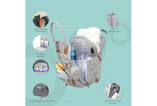 MOON KaryMe Diaper Backpack - pacifier case - Grey