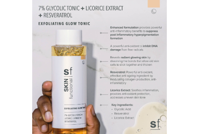 7% Glycolic Tonic + 2% Resveratrol + Licorice Extract- Exfoliating Glow Tonic