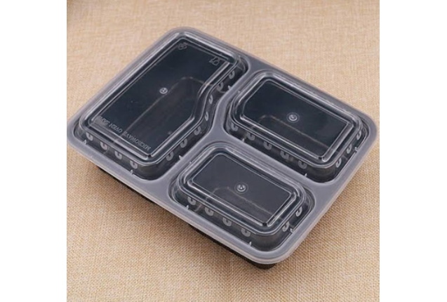 Disposable Square 3 compartments food packs x 50
