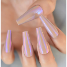 Nude Reflective Chrome Nails