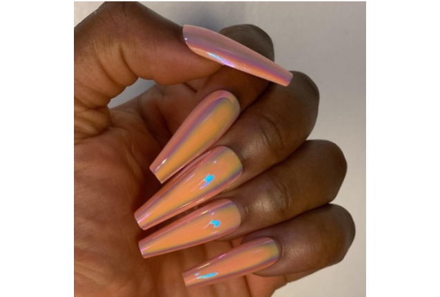 Deep Rose Gold Reflective Chrome Nails