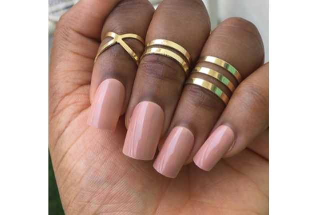 Pink Short Glossy Square Cut Nails