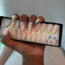 Multi Colored Tips Press on Nails