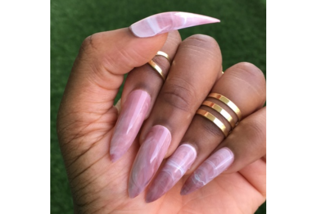 Pink Marble Press on Nails