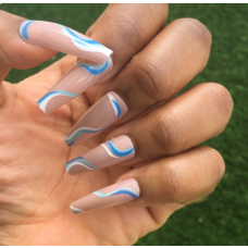 Blue Swirl Press on Nails