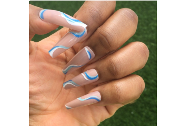 Blue Swirl Press on Nails