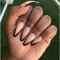 Nude French Black Tips Press on Nails