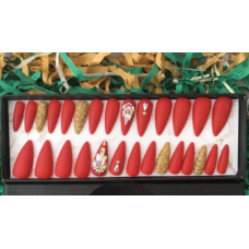 Red Gem Encrusted Almond Press on Nails