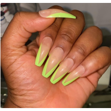 Nude French Neon Green Tips