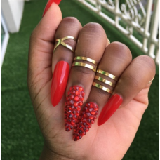 Red Gem Encrusted Stiletto Press on Nail