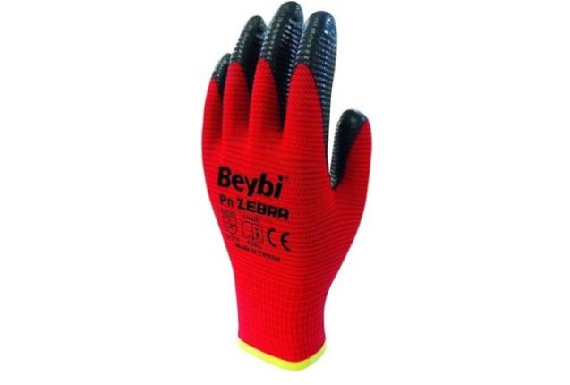 Zebra Nitrile Coated Knitted Gloves Red