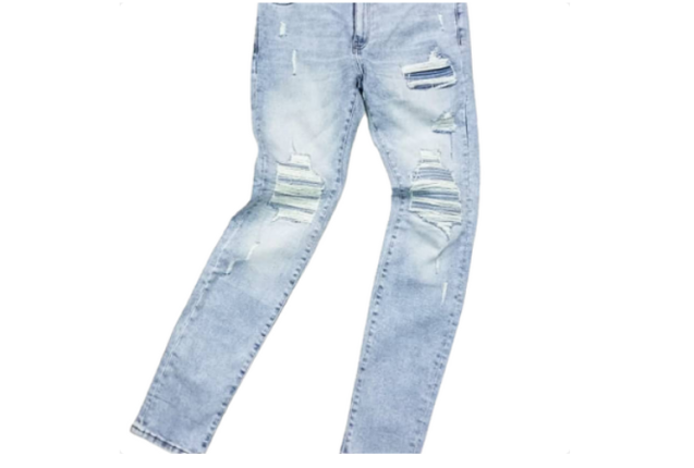 Forever 21 Men’s Distressed Ripped Denim Jeans – Sky Blue