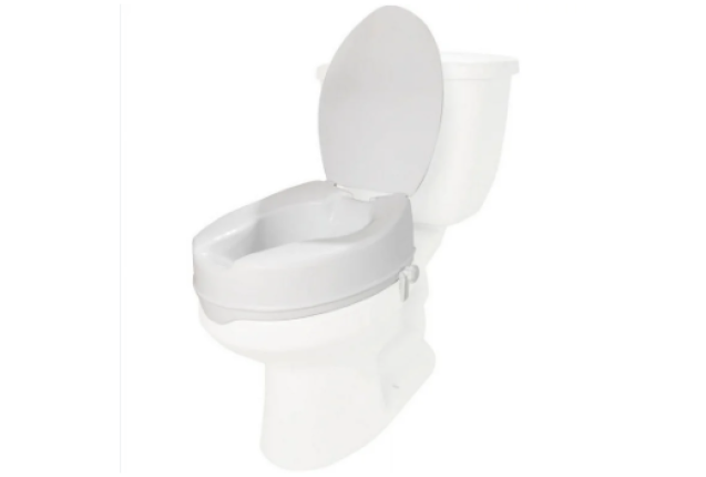 ELEVATED TOILET SEAT - OPEN ARC AND  PADDED SEAT WITH LOCK x 3