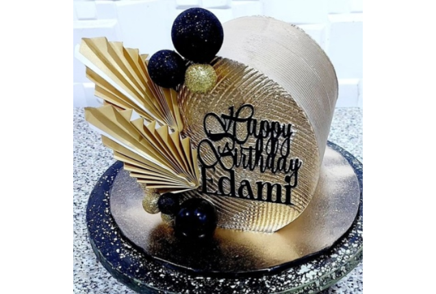 Gold themed top forward cake