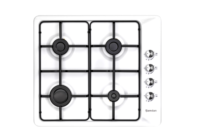 BUILT-IN WHITE GLASS HOB FLINTLOCK  IGNITION